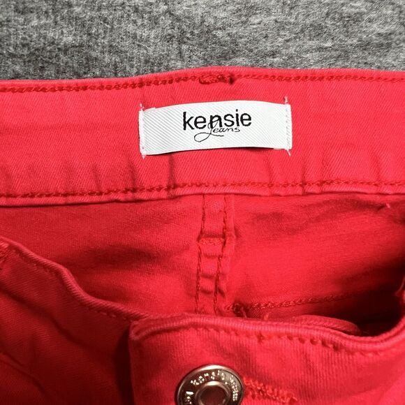 Kensie Jeans Women's Size 2/26 Red Mid-Rise Raw Hem Skinny Bold Ankle Crop - Picture 2 of 8